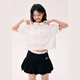 CHUU mesh hollow hooded jacket for women 2025 summer new product letter embroidery sports college short-sleeved top thin white one size