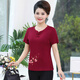 Gesilang Lady 2025 Nueva camisa de traje Tang Madres de mediana edad y ancianos Summer de manga corta bordada bordada Cheongsam redonda 9928 xl