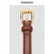 MANGO women's belt 2026 spring new style brown retro oval buckle versatile leather belt brown 85cm