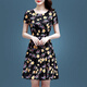 
Ice silk dress summer 2025 new floral skirt temperament 40-50-year-old middle-aged women's short-sleeved printed skirt Ice silk 9904 skirt XL 115-125Jin[Jin equals 0.5 kg]