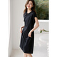 Ehangy International Brand International Women's Light's Luxury High Grain Vestence Summer NUEVO Hebilla sin mangas Color sólido cómodo Slumming Skirt Negro [Caja de regalo de alta gama] M