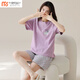 Modal Femme's Summer Short à manches courtes à manches courtes Color Colon Coton Pyjamas Home Clothing Set Cotton Coton Casual et peut être porté doucement MX [9856] Pure haut de gamme. Coton M recommandé 75-95jin [Jin est égal à 0,5 kg]