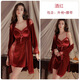 
Liehai sexy pajamas hot backless velvet plus breast pad suspender nightgown outer gown large size set 3879 black (outer robe + belt) M (80-105Jin [Jin equals 0.5 kg], elastic)
