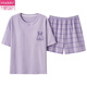 L'ensemble de pyjamas à manches à manches courtes de Modal Summer est livré avec une version coréenne de style mince en coton pur intégré de poitrine pour l'usure en plein air GXT1047 M (recommandé 75-95 Jin [Jin est égal à 0,5 kg]))
