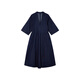 LESS【迅系列】V领和服款连衣裙女廓形宽松短袖牛仔裙2O4G13820 993牛仔深兰 S