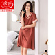 Langsha 2025 Nouvelle chemise de nuit pour femmes Pyjamas Summer Ice Silk haut de gamme Robe sexy à manches courtes Imitation Silk Vêtements à la maison Chêne blanc 9923 M 160