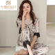 Modal internet celebrity summer pajamas for women ice silk peony flower short-sleeved trousers imitation silk thin home clothes for outdoor wear set 9905 short-sleeved trousers M