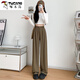 Woodpecker (TUCANO) brown suit pants for women summer thin 2025 new small casual draping straight narrow version ice silk wide-leg pants brown [model] regular M [91-100Jin [Jin equals 0.5 kg]]