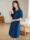
TJQ ​​luxury high-end brand denim dress for women 2025 summer new style loose casual single-breasted shirt skirt blue M suggested 115Jin [Jin equals 0.5 kg]