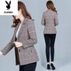 Playboy (PLAYBOY) short blazer for women 2025 new autumn style middle-aged spring autumn middle-aged mother autumn small suit western style plaid orange plaid 5XL recommended 138-150Jin Jin equals 0.5 kg