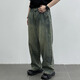 LUCAO ADEI 2025 summer new American fashion brand retro jeans loose cut blue men and women K1048 blue 28