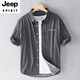 JEEP SPIRIT2025男士条纹衬衫短袖宽松夏季薄款日系休闲百搭棉衬衣夏装衣服 9721白色 M 100斤左右