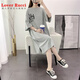 LOVER RUCCI短袖T恤裙女夏季长款过膝宽松纯棉大码2025新款中长款懒人连衣裙 9196单行字母-白色（实拍） M