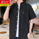 啄木鸟格子短袖衬衫男士装夏季潮流宽松百搭衬衣外套上衣服 2202灰色 XL