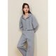 Zihan (ZIHAN) Zihan casual sports striped vest hooded jacket sweatpants three-piece upper and lower suit for women 2025 autumn new style Gray S
