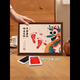 One-year-old dragon baby's hand and foot prints, child's birthday, full moon and hundred days ceremony arrangement, hand and foot prints souvenir photo frame props, Happy Dragon A4 walnut color