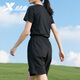 特步运动套装女夏季宽松跑步健身运动服冰丝速干薄款短袖短裤两件套女 正黑色/宽松休闲-拉链口袋 M /165