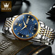Amani Watch Popular Watch Men Mené Mecánico Comercio mecánico de alta gama Ciclón de alta gama Impermeable Doble Calendario Reloj Cinturón de acero-6630 habitaciones blancas de oro