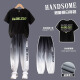Ikano I.Karnow Boys Summer Sports Traje Niños 2025 Nuevos pantalones de manga corta Summer Big Children Handsome Fashionable Fashionable Children's Clothing 9767 Negro + 5725 Gradiente 170