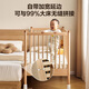 Quanyou Home Children's Spliced Bed Solid Wood Crib with Heightened Guardrails and Yanbian Log Style Baby Bed KS