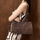 Charles/Keith25 Herbst Neues Produkt Retro Öl Wachs Lederseil Knoten Eins Schulter-Achselhöhlen-Tasche CK2-20782673 Destgiertes Kaffee Brown M.