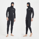 Pauline Pesery winter swimsuit cold-proof gelcoat 3MM hooded wetsuit one-piece thickened swimming long-sleeved surfing wetsuit black hooded wetsuit + diving socks 2XL
