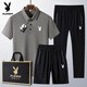 Traje de verano de Playboy (Playboy) Dad para polo de seda de hielo informal de mediana edad y anciana. Camisa Camiseta de manga corta Ropa de 40-60 años marrón y verde 6629 [pantalones] traje m desgaste 95-110jin [Jin equivale a 0.5 kg]