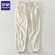 Lomon-Leinen geschnittene Hosen Herren 2025 Sommer Dünne lose gerade Baumwollwäsche Casual Hosen trendy und vielseitiger Männer chinesischer Stil grau M 100-120jin [Jin gleich 0,5 kg]