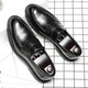 
UETEEY men's trendy British style lazy loafers business formal wear breathable casual leather shoes 9715-D black 38