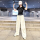 Schwimmender Sommer Jazz Tanzkostüm Frauenanzug Sommer kurzärmelig Casual Sports Group Performance Kostüm Traverse Dance Tanz Tanz Neue Stil Rose Red Top 8829+Weiße Hosen 6627 m