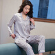 Amerpin100% Mulberry Seide 2025 Neue Pyjamas für Frauen im Frühjahr und Herbst, langärmeliges gestreifte Strickjacken-Lapel-Mode-Home-Kleidung XE Doppelte Länge 6625# Green Stripes (Geschenkboxverpackung) M.