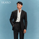 SKARO【亚麻&手工米兰眼】高端休闲西服套装男士夏季那不勒斯西装 黑色SKG1422A 44 码上衣【西裤尺码请备注】