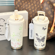 Tuojin Deutschland importierten Qualitätsbutterfly Thermos Cup neue hochwertige tragbare Strohwagen-Kaffee Antique White-BXAB6198 Schmetterling Keramik Innendeckel