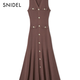 Snidel2025 Producto de otoño e invierno Nuevo producto elegante y versátil Vestido de cola de punto sin mangas en V SWNO254133 Rojo y marrón