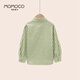 Mami Maka (MOMOCO) Children's Clothing Boys' Shirts 2025 Autumn Style Medium and Large Children's Pure Cotton Korean Vegetable Striped Shirt 014 Green 120