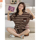 Pyjamas modal pour les femmes en été 2025 Nouveau costume à manches courtes coton à rayures coton coton maison de maison y9858 m (recommandée 75-95jin [Jin est égal à 0,5 kg]))