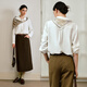 Olrain French simple top women's autumn new commuter white shirt with scarf off-white M
