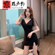 喆炜夜场工作服女夜总会连衣裙女深V礼服足疗足浴技师工作服性感包臀 3882黑色 S  建议80-95斤