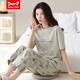 Catman Miiow Pajamas para mujeres en primavera y verano pantalones de manga corta Los estudiantes de estilo coreano puro pueden usar trajes de ropa para el hogar de algodón puro afuera en verano YZT9715 algodón corto y longitud M (80-jin [Jin equivale a 0.5 kg])