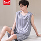 Catman Miiow Summer Ice Seide Pyjamas für Jugendliche dünne extra Größe Herrenweste ärmellose Shorts Home Clothing Set 9904 ICE Seidenmodell 80-Jin [Jin entspricht 0,5 kg]