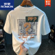 ROMON short-sleeved T-shirt men's 2025 summer thin fashion printed T-shirt Xinjiang cotton round neck half-sleeved men's top t white 2 ZJ1047 fit version M suitable for 90108Jin [Jin equals 0.5 kg]
