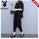 Playboy (Playboy) Pantalones de Harem Fat Mm de gran tamaño Set 2025 Spring and Summer NUEVO estilo Slimming Slimming Sports y set de dos piezas informal de dos piezas 9928 M Recomendado 80-100