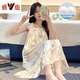 
Yalu nightgown for women in summer with breast pad ice silk cool suspender pajamas summer ladies sweet and cute home clothes spring and autumn 3888 non-removable chest pad XL 115-140Jin [Jin equals 0.5 kg]