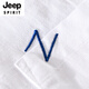 JEEP SPIRIT men's cotton linen lapel short-sleeved T-shirt loose shirt collar tops with neckline T-shirt linen summer clothes yunyi-9711 blue dark color. M