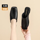 ZHR top layer sheepskin slippers for women in summer retro muller style semi-drag women's outer wear commuter women's shoes S677 noble black 37