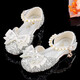 Mei Yi Tong Girls Sandals 2024 New Fashion Princess Shoes Soft Sole Baotou Baby Crystal Shoes Children's Summer Performance Silver Size 36 Inner Length 22CM