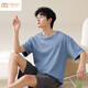 Yalu Chun. Pajamas de algodón para hombres para la primavera y verano 2025 El juego de ropa delgada de verano de verano de manga corta para hombres está disponible 13601 3xl (160-180Jin [Jin es igual a 0.5 kg])