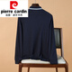 Pierre cardin breathable cotton comfortable and versatile brand long-sleeved POLO. men's spring and autumn lapel long-sleeved T-shirt base shirt 004A navy green long-sleeved polo shirt M 17088Y
