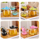 Flower teapot set teapot kettle filter thickened hot water resistant cup tea set durable household tea set elegant black one pot four cups