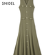 Snidel2025 Producto de otoño e invierno Nuevo producto elegante y versátil Vestido de cola de punto sin mangas en V SWNO254133 Rojo y marrón